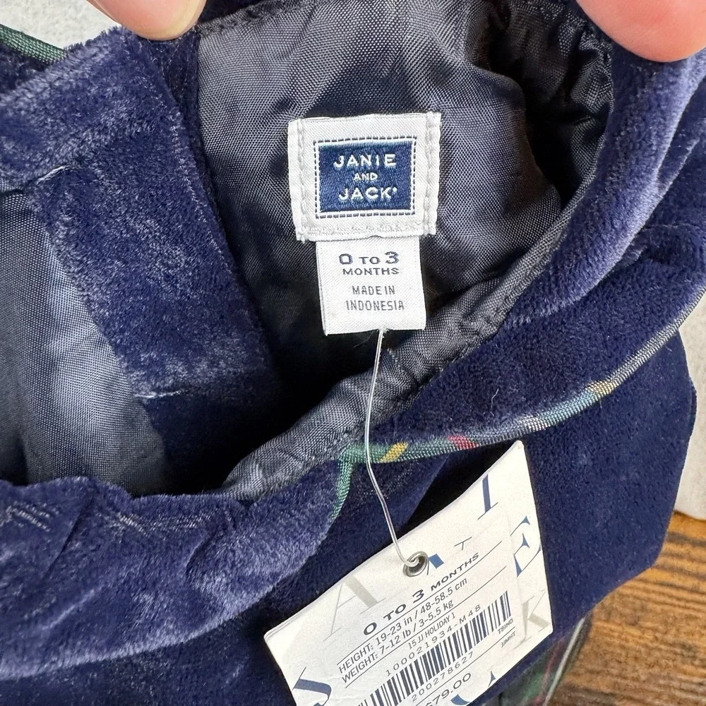 NWT Janie and Jack Dress Size 0 To 3 Months Holiday Outfit Velvet Blue